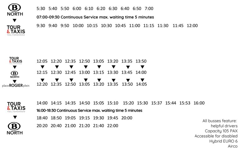 uurregeling bussen Tour & Taxis